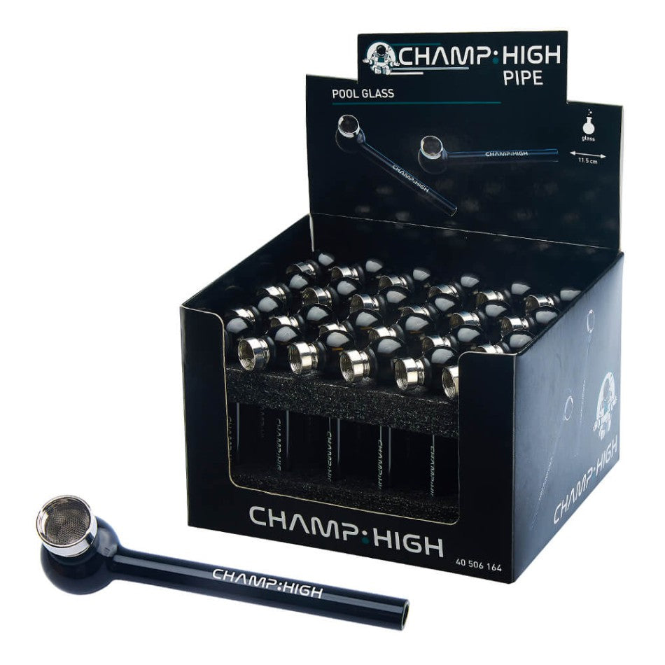 Champ:High Glass Pipe Black Silver - 24 Stk
