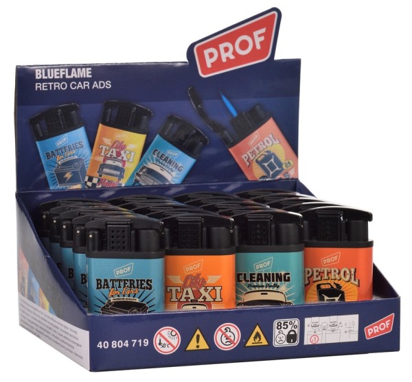 Prof Lighter Blue Flame Retro Cars - 20 Stk