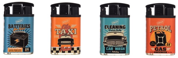 Prof Lighter Blue Flame Retro Cars - 20 Stk