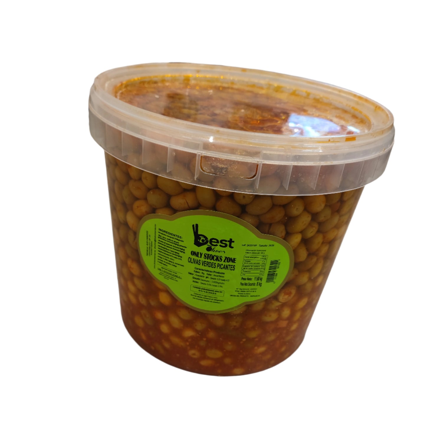 Beladi Bucket: Green Olives w. Hot Chilli - 8kg x 1 Stk