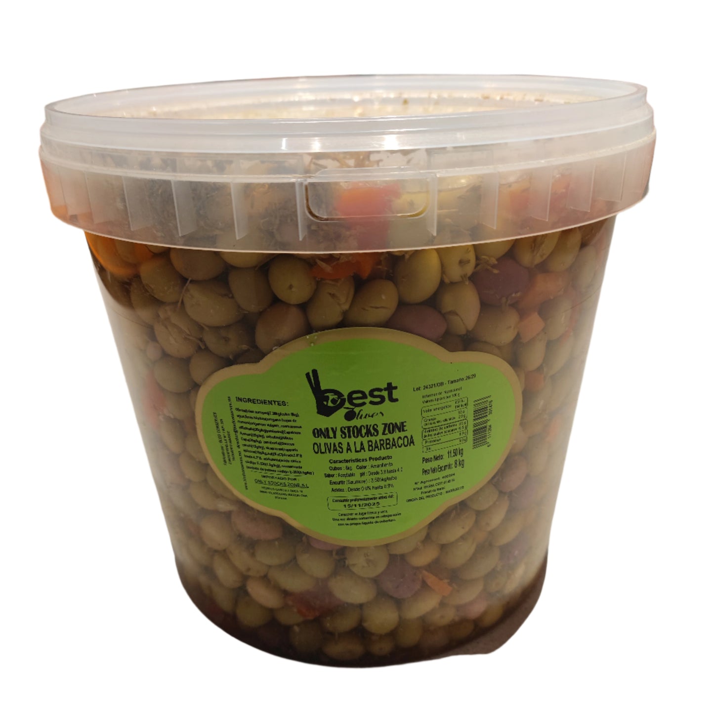 Beladi Bucket: Green Olives w. Basilikum&Paprika - 8kg x 1 Stk