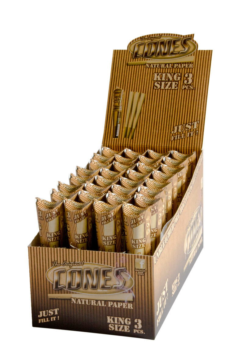 Cones Kingsize Display Natural 3-pack 32Stk