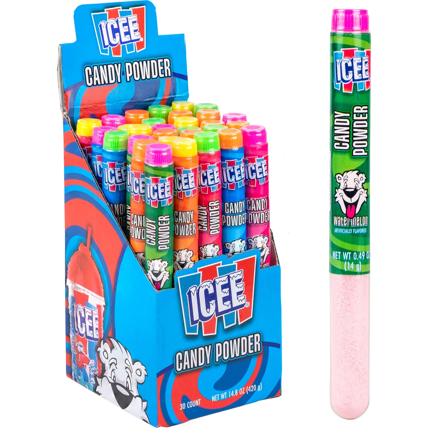 icee Sour Candy Powder Tubes 0.49oz (14g) - 30stk