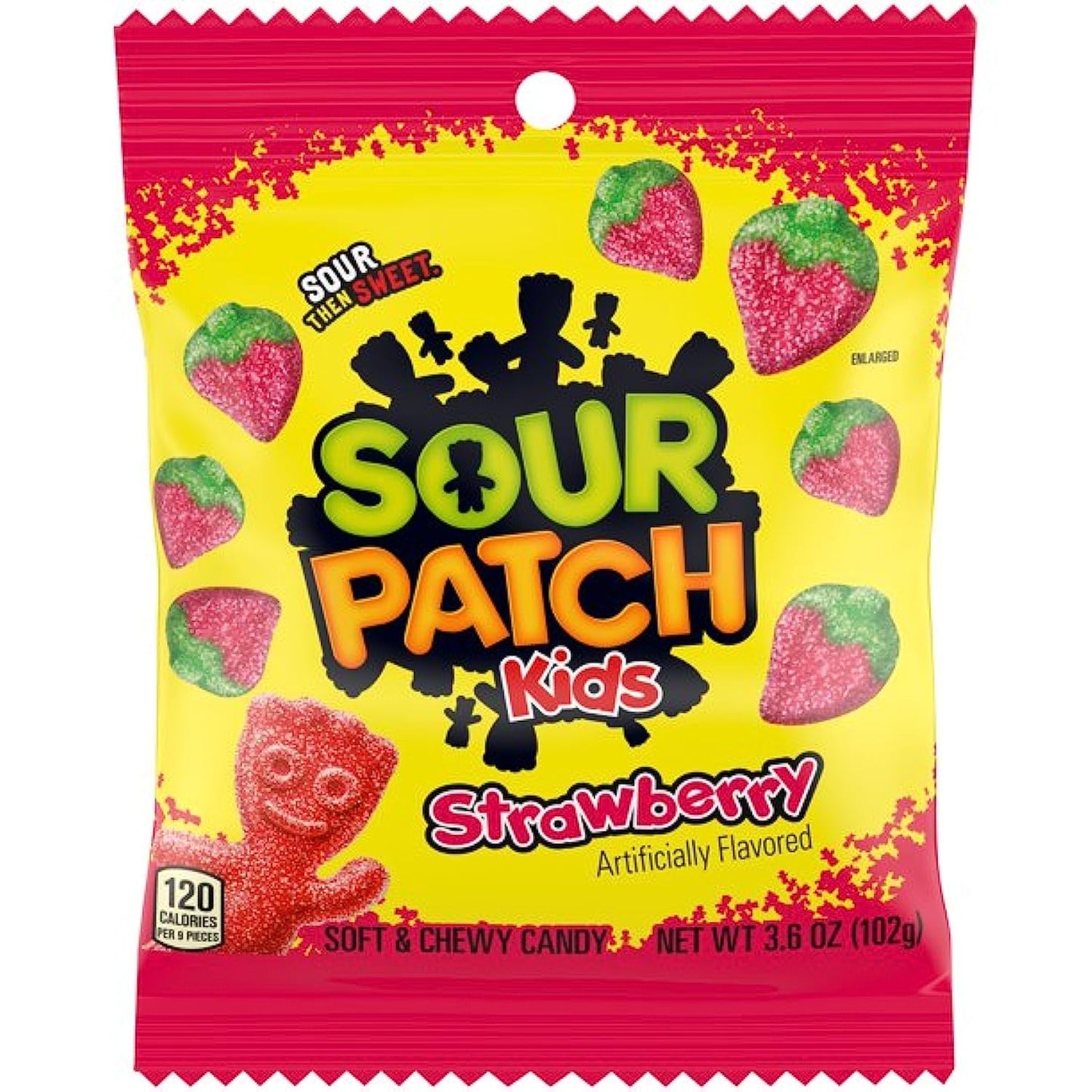 Sour Patch Kids Strawberry Peg Bag 3.6oz (102g) - 12stk