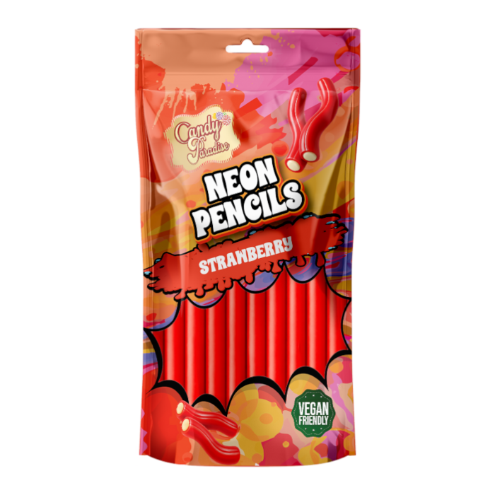 Candy Paradise Neon Pencils Strawberry 130g x 12stk