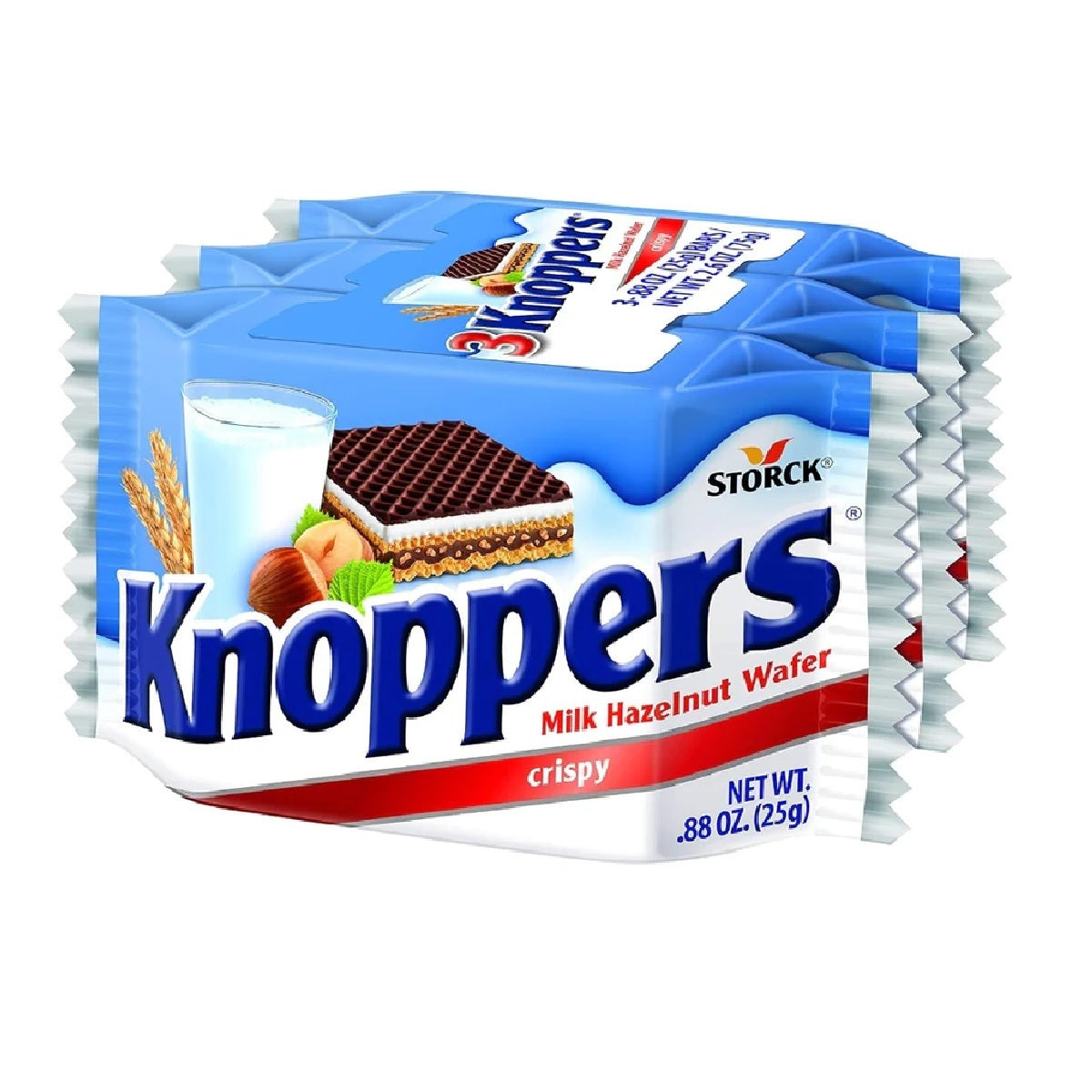 STORCK KNOPPERS MILK-HAZELNUT WAFER (3*25G) x 24stk