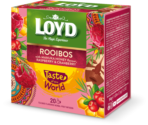 Mokate Loyd Herbal-Fruit Tea ROOIBOS,MANUKA HONEY, RASPBERRY & CRANBERRY - 20X1,7G X 10 STK