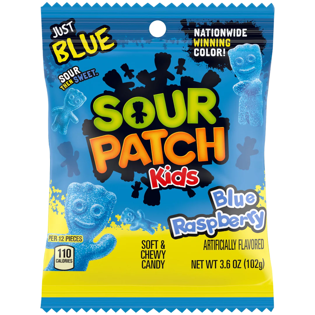 Sour Patch Kids Blue Raspberry Peg Bag 3.6oz (102g) - 12stk