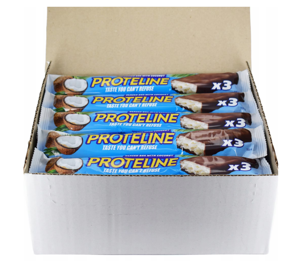 BAR PROTELINE glazed bar with COCONUT - 100G x 20STK