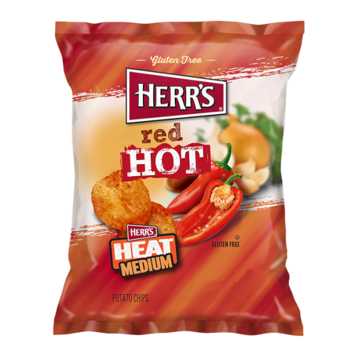 Herr's Red Hot Potato Chips 1oz (28g) - 42stk