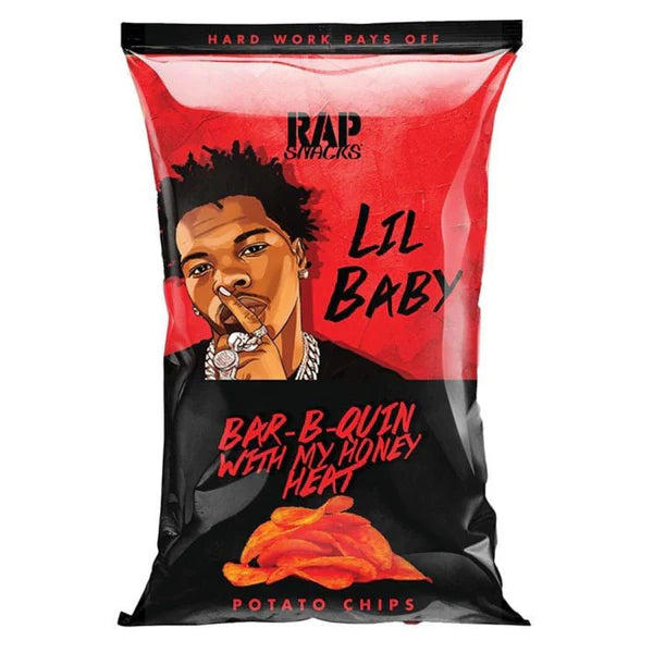 Rap Snacks Bags: Lil Baby BBQ & Honey Heat - 71g x 12 Stk