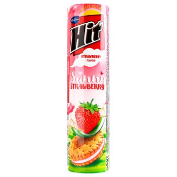 HIT BISCUITS WITH STRAWBERY FLAVOUR 220G x 24stk