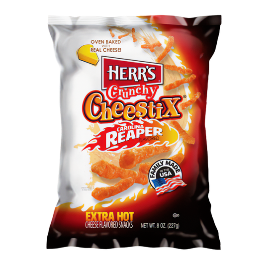 Herr's Carolina Reaper Crunchy Cheestix 8oz (227g) - 8stk