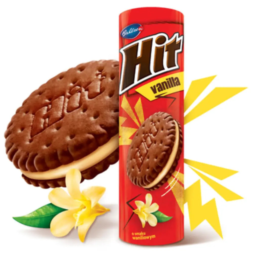 HIT BISCUITS WITH VANILLA FLAVOUR 220G x 24stk