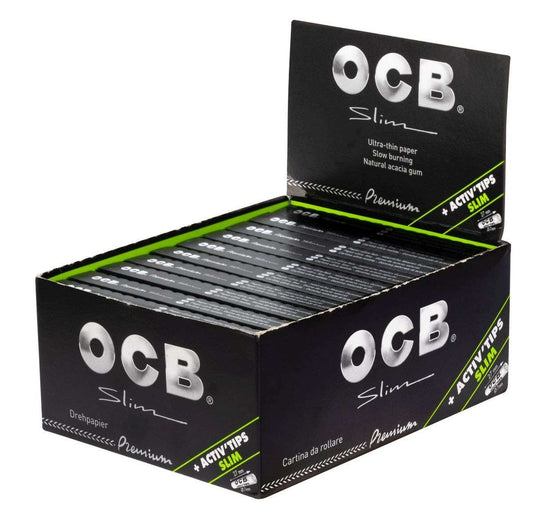 OCB KS Slim Svart + Activ Tips - 20 Stk