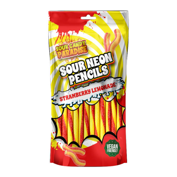 Candy Paradise Sour Neon Pencils Strawberry Lemonade 130g x 12stk