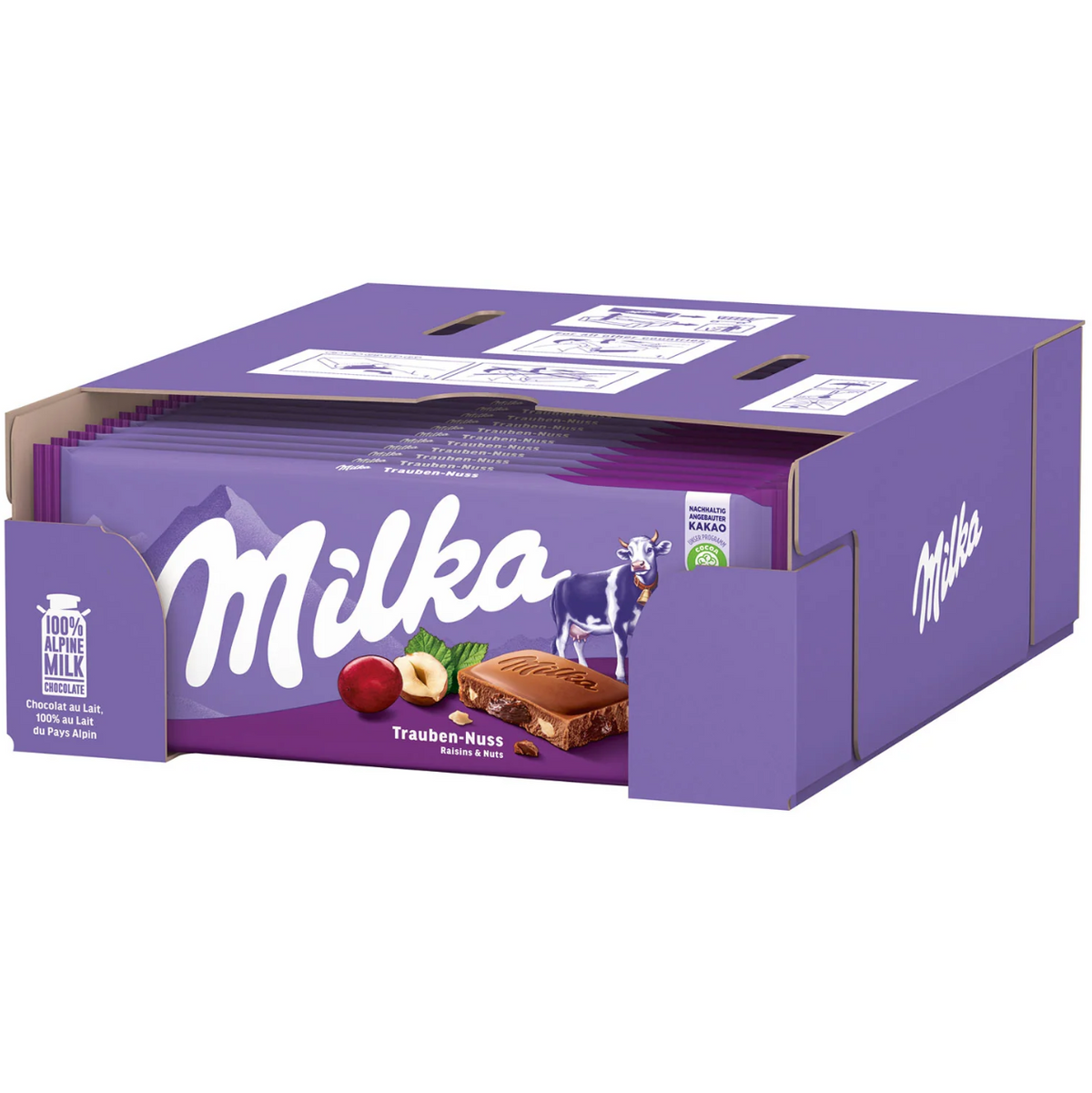 Milka Raisins&Nuts Alpine Milk Chocolate - 90g x 23stk