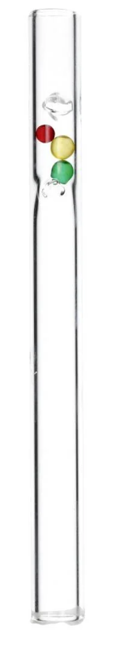 Glasspipe med kuler inni