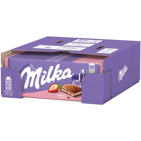 Milka Strawberry Alpine Milk Chocolate - 100g x 22stk