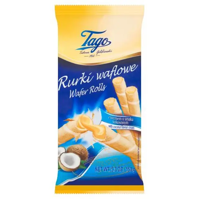 TAGO wafer rolls filled with COCONUT CREAM - 150g x 30stk
