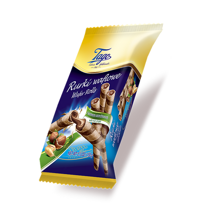 TAGO wafer rolls filled with HAZELNUT CREAM - 150g x 30stk