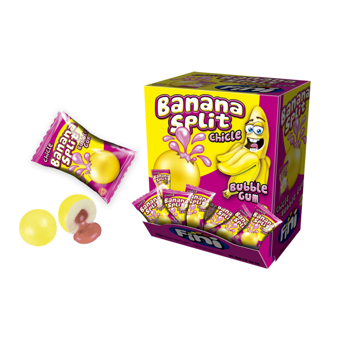Fini Banana Split Liquid Filled Bubble Gum Display - 200stk
