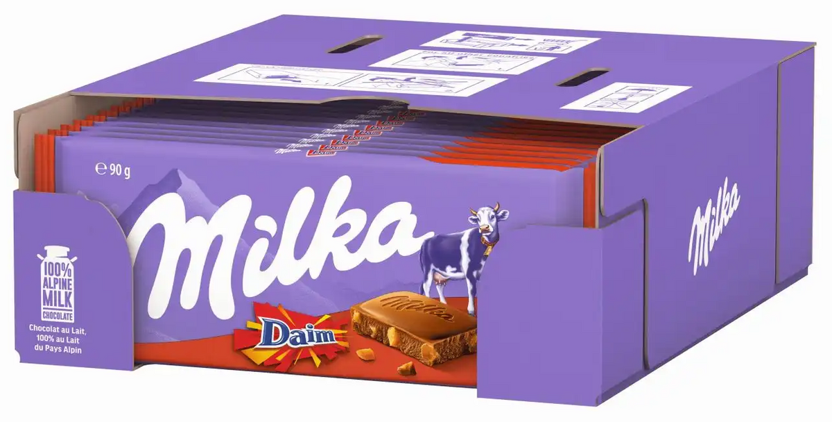Milka Daim Alpine Milk Chocolate - 100g x 24stk