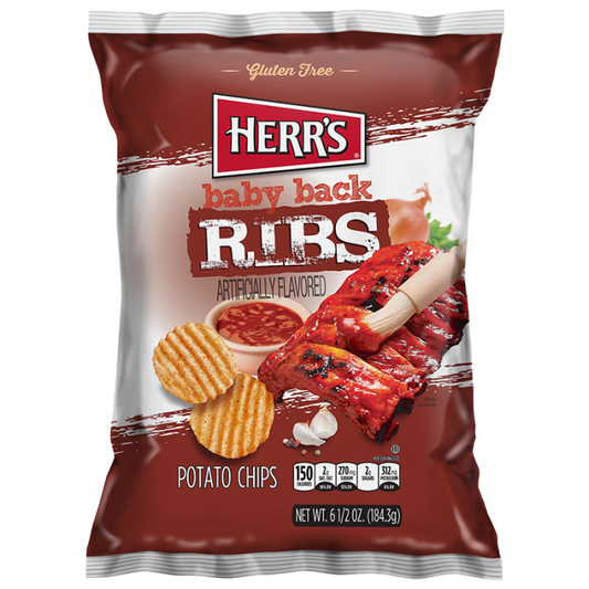 Herr's Baby Back Ribs Potato Chips 6oz (170g x 12stk)