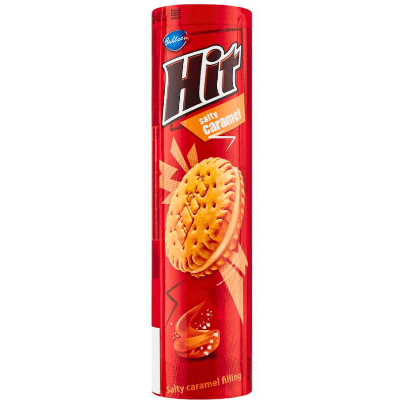 HIT BISCUITS WITH SALTY CARAMEL FLAVOUR 220G x 24stk