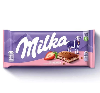 Milka Strawberry Alpine Milk Chocolate - 100g x 22stk