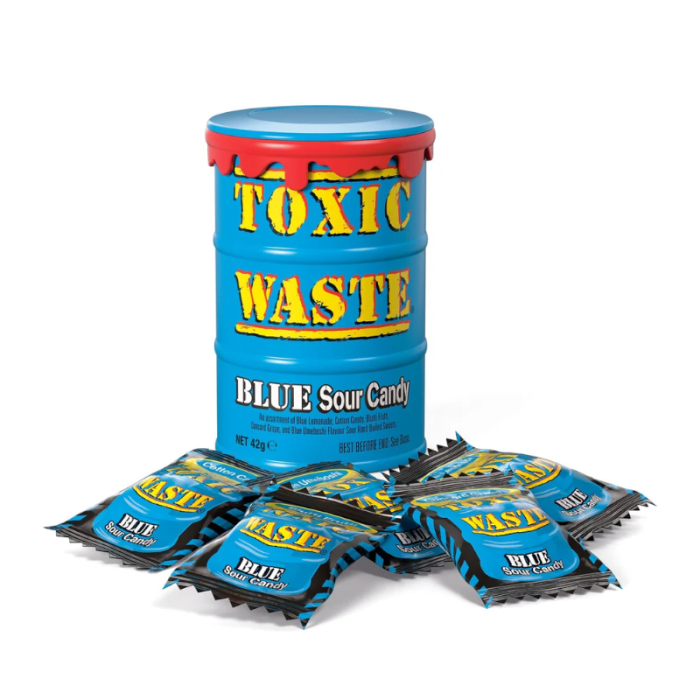 Toxic Waste Blue Drum Extreme Sour Candy 1.5oz (42g) - 12stk