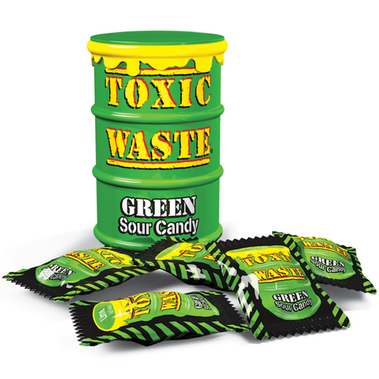 Toxic Waste Green Drum Extreme Sour Candy 1.5oz (42g) - 12stk
