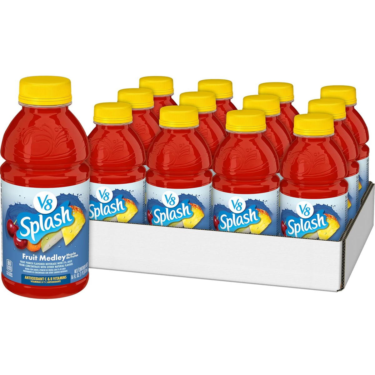 V8 Splash Fruit Medley 16oz (473ml) - 12stk