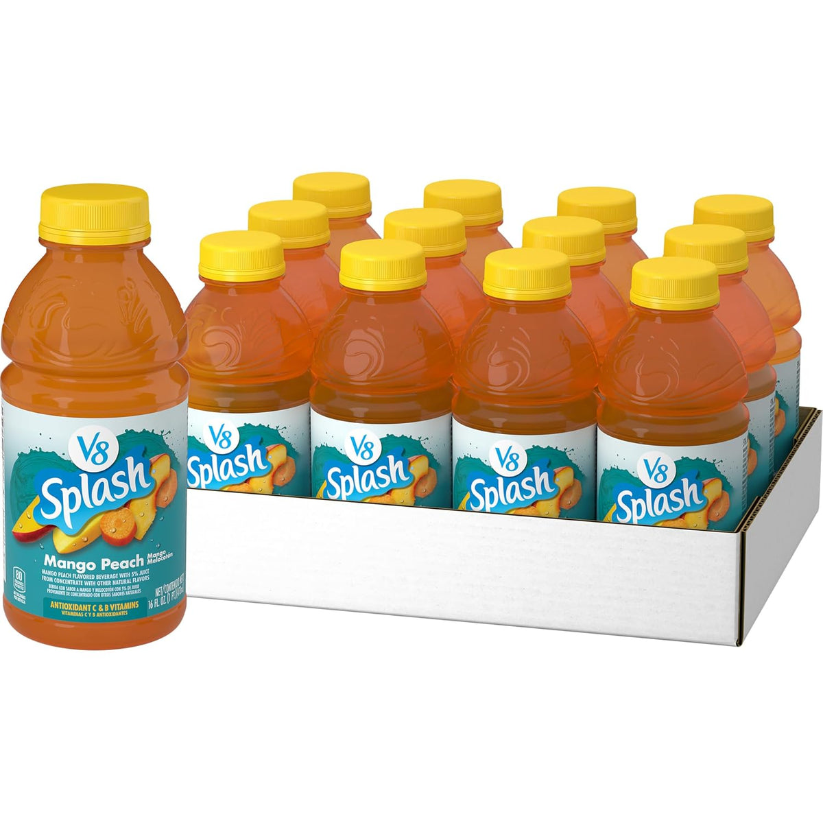 V8 Splash Mango Peach - 16oz (473ml) - 12stk
