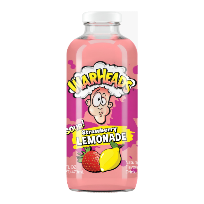 Warheads Sour Strawberry Lemonade 16oz (473ml) - 12stk